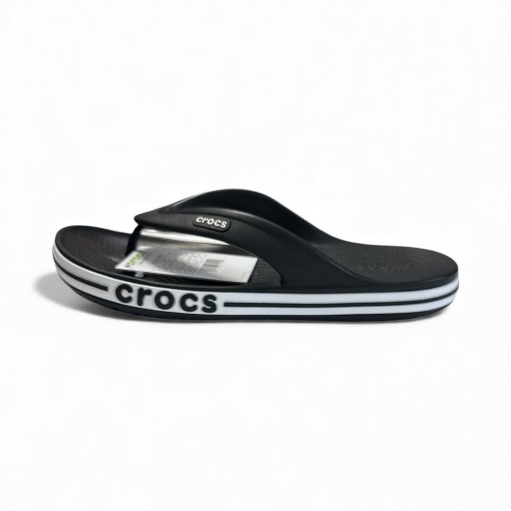 Crocs Flip Flops Men Sandals Black-White Water Friendly Lightweight SZ/ M-8 W-10 - Picture 8 of 10